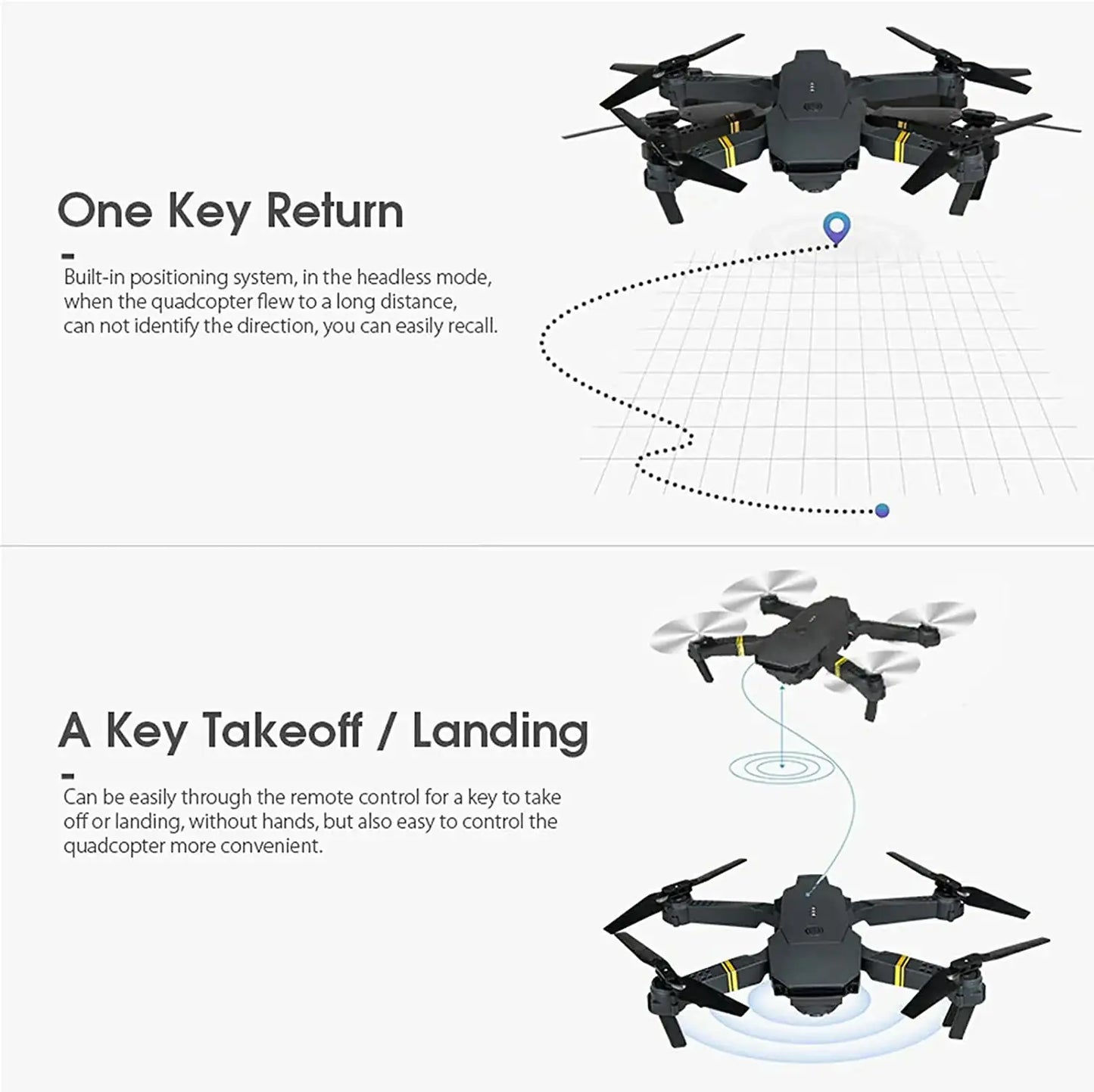 Foldable Quadcopter Drone 720P/1080P/4k HD RC